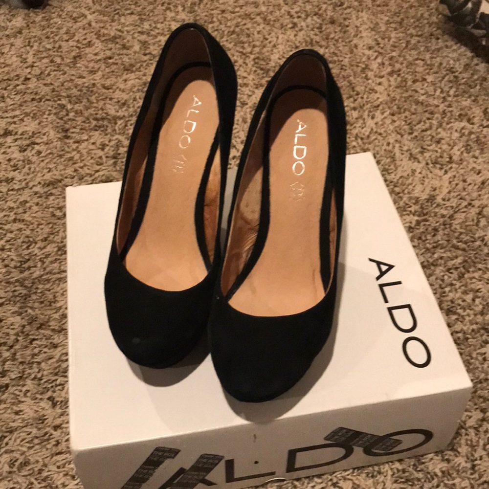 ALDO Black Suede Wedges